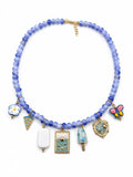 Collana girocollo azzurra con charms colorati