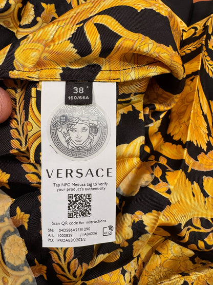 Gonna Versace seta twill stampa barocco oro taglia 38 Medusa — foto 6