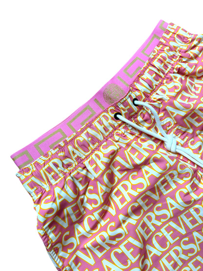 Versace Costume Uomo Logo All Over Rosa Giallo Taglia M - Made in Italy