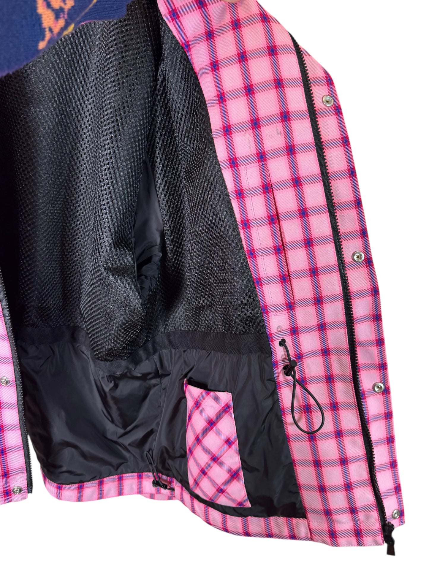 Versace giacca a quadri rosa con cappuccio