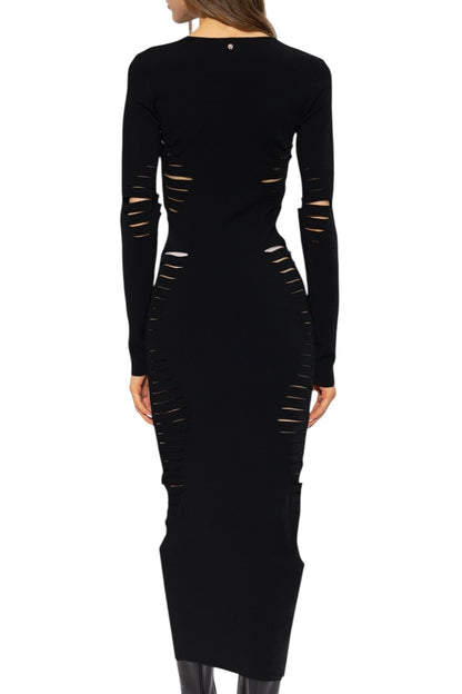Versace Abito Lungo Nero Cut-Out in Maglia – Taglia IT 42 – Made in Italy.
