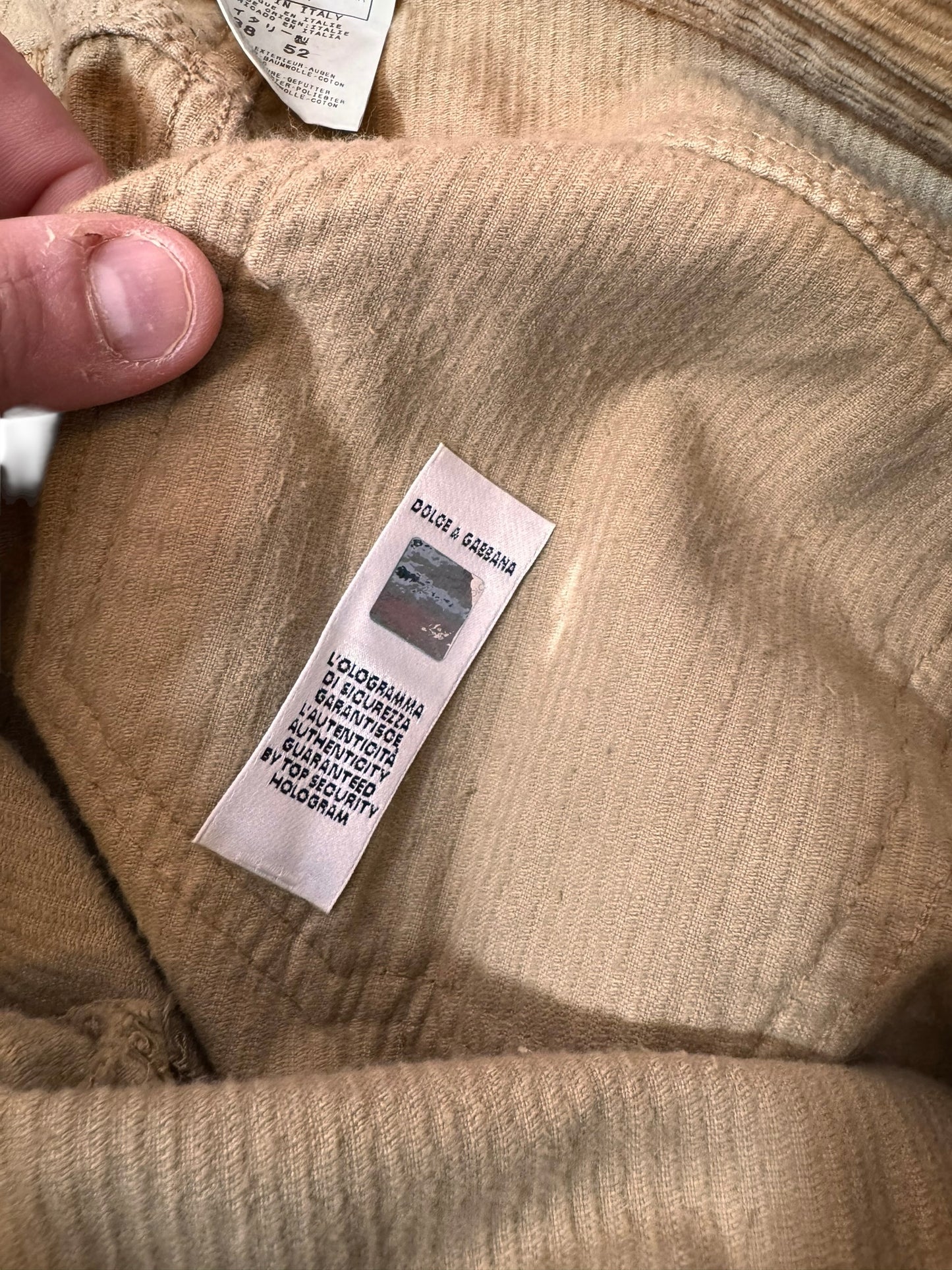Pantaloni D&G Dolce & Gabbana velluto beige 5 tasche taglia 52 — foto 7