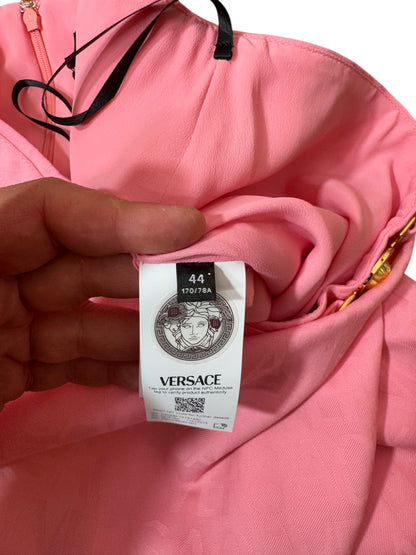Versace gonna rosa nuova in lana vergine con logo e cintura Medusa - Tg 44