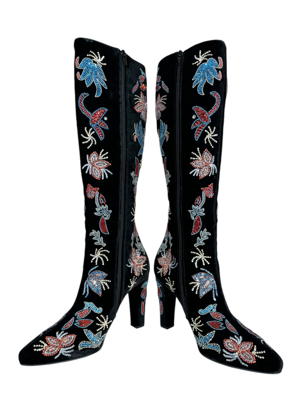 Saint Laurent Paris stivali ricamati con paillettes e perline nere — foto 12