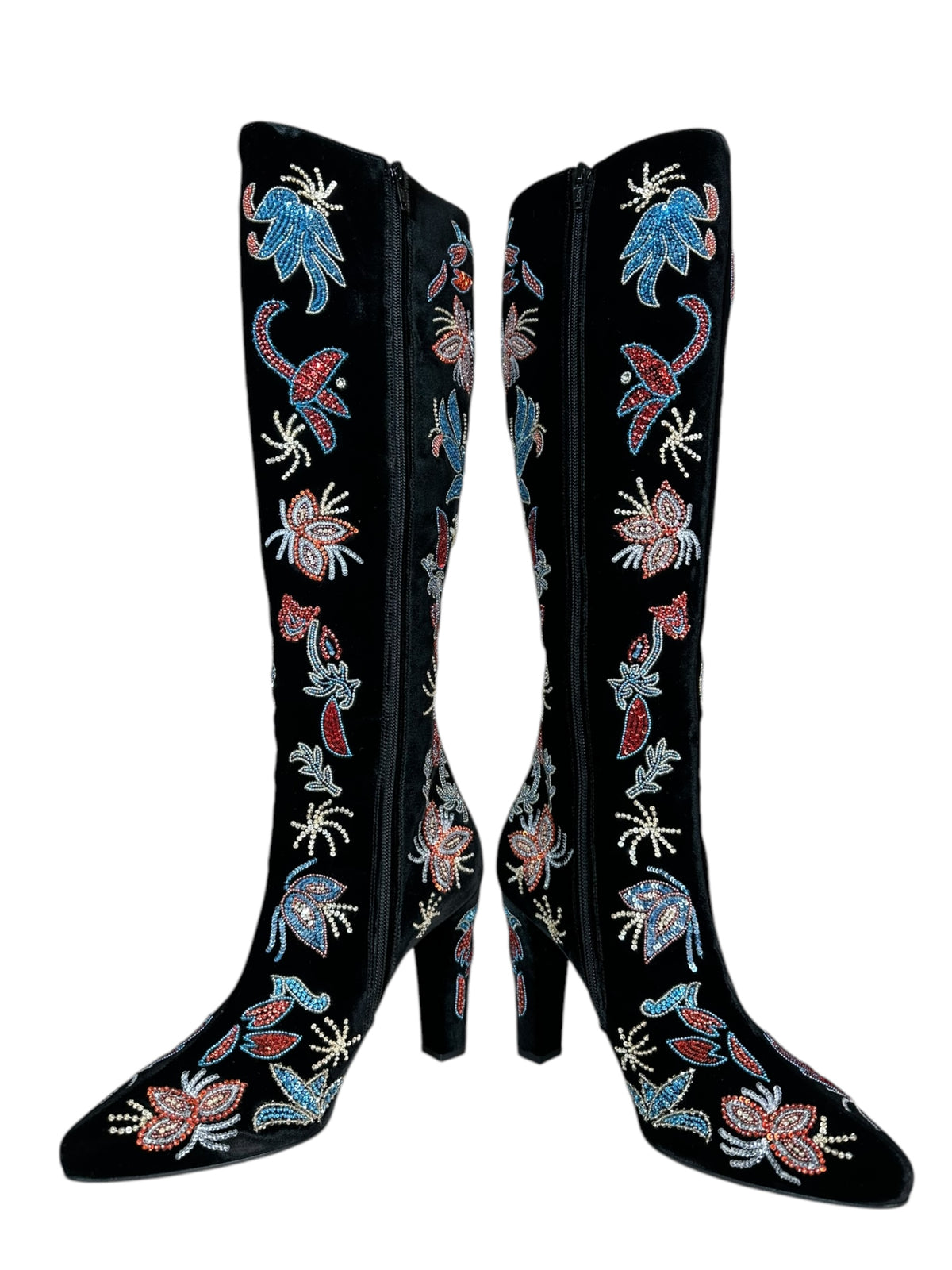 Saint Laurent Paris stivali ricamati con paillettes e perline nere — foto 12