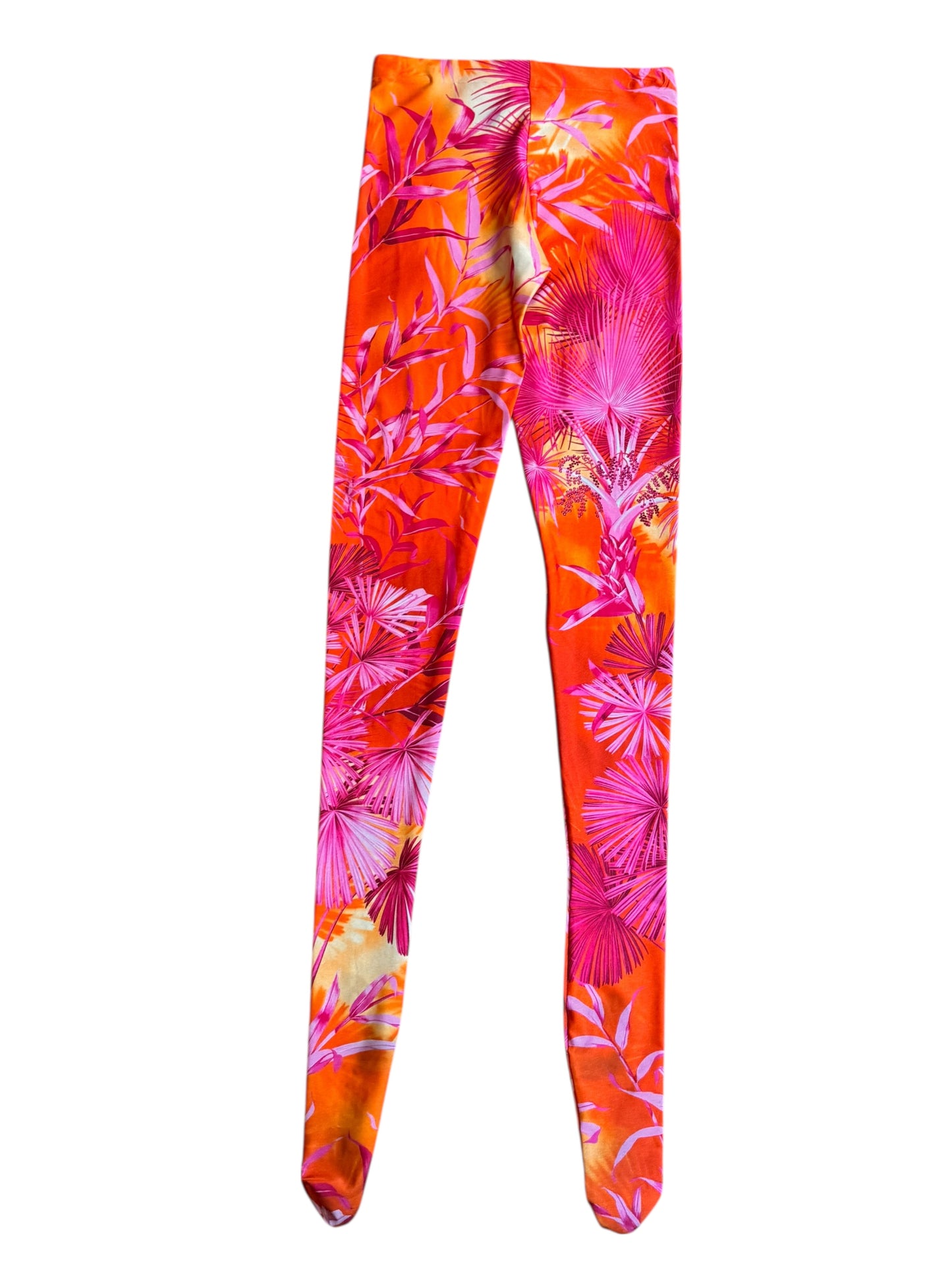 Versace leggings jungle fucsia arancio taglia 38 stampa tropicale — foto 4