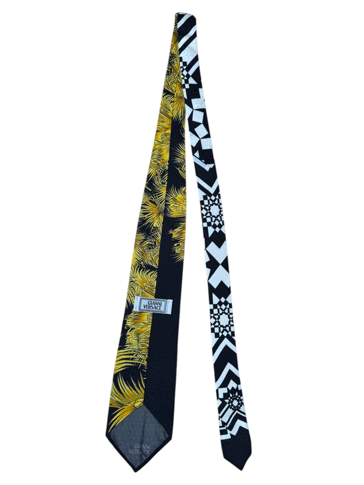 Cravatta Gianni Versace Vintage in Seta – Fantasia “MIAMI” Palme Tropicali — foto 2