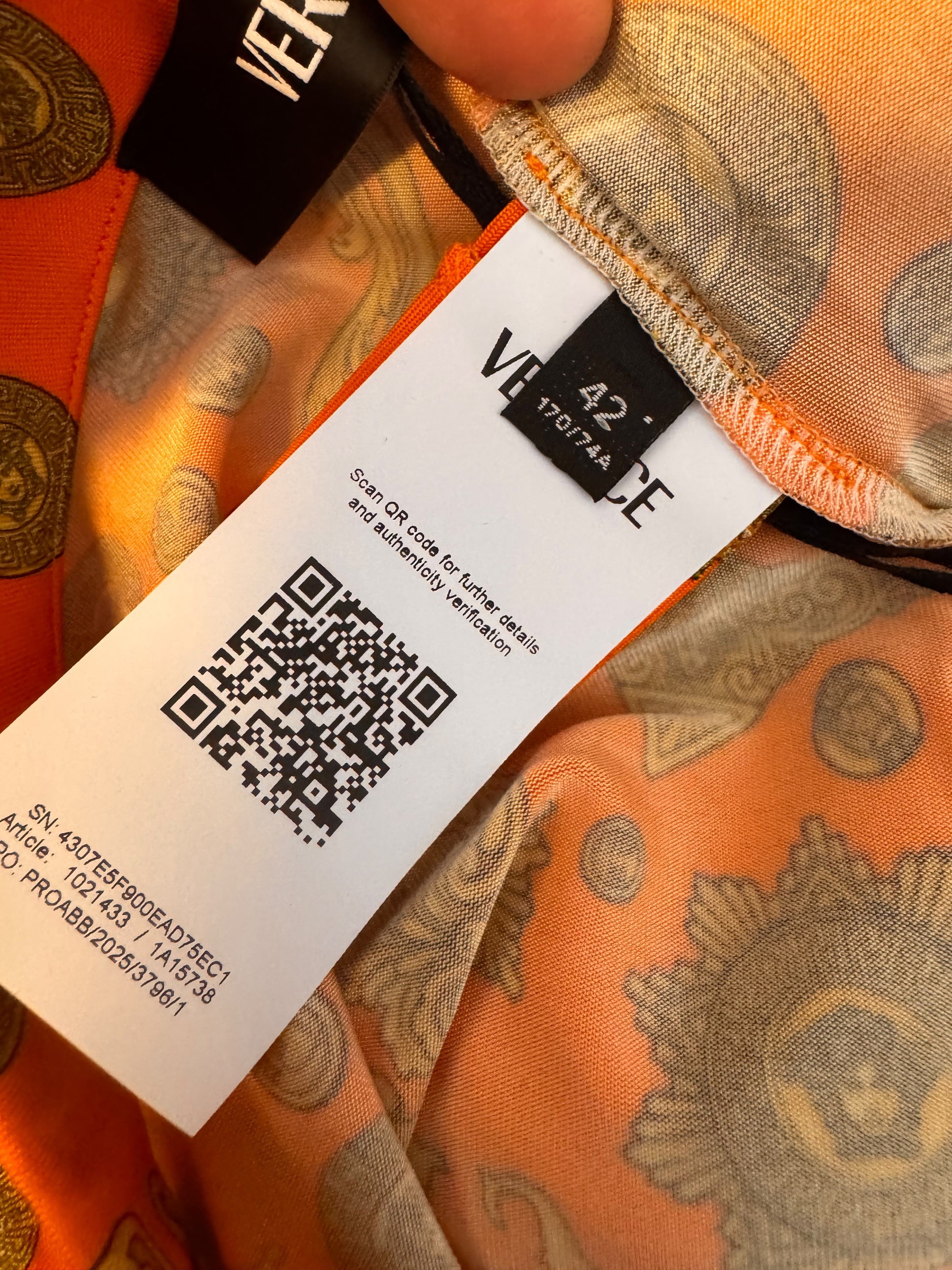 Pantaloni Versace arancioni stampa medusa monete taglia 42 nuovi — foto 7