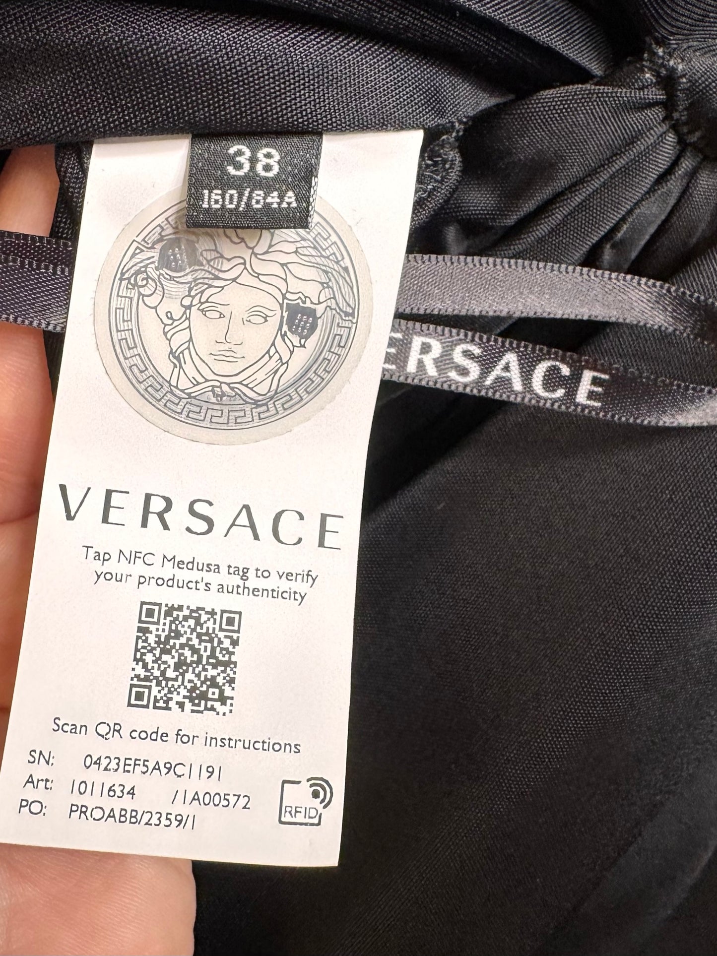 Abito Versace Nero Medusa Draped Jersey Made in Italy — foto 8