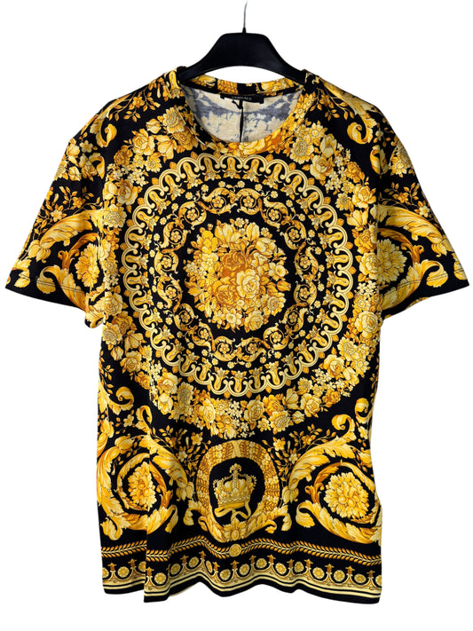 Versace t-shirt Barocco floreale nera oro nuova - taglia XS