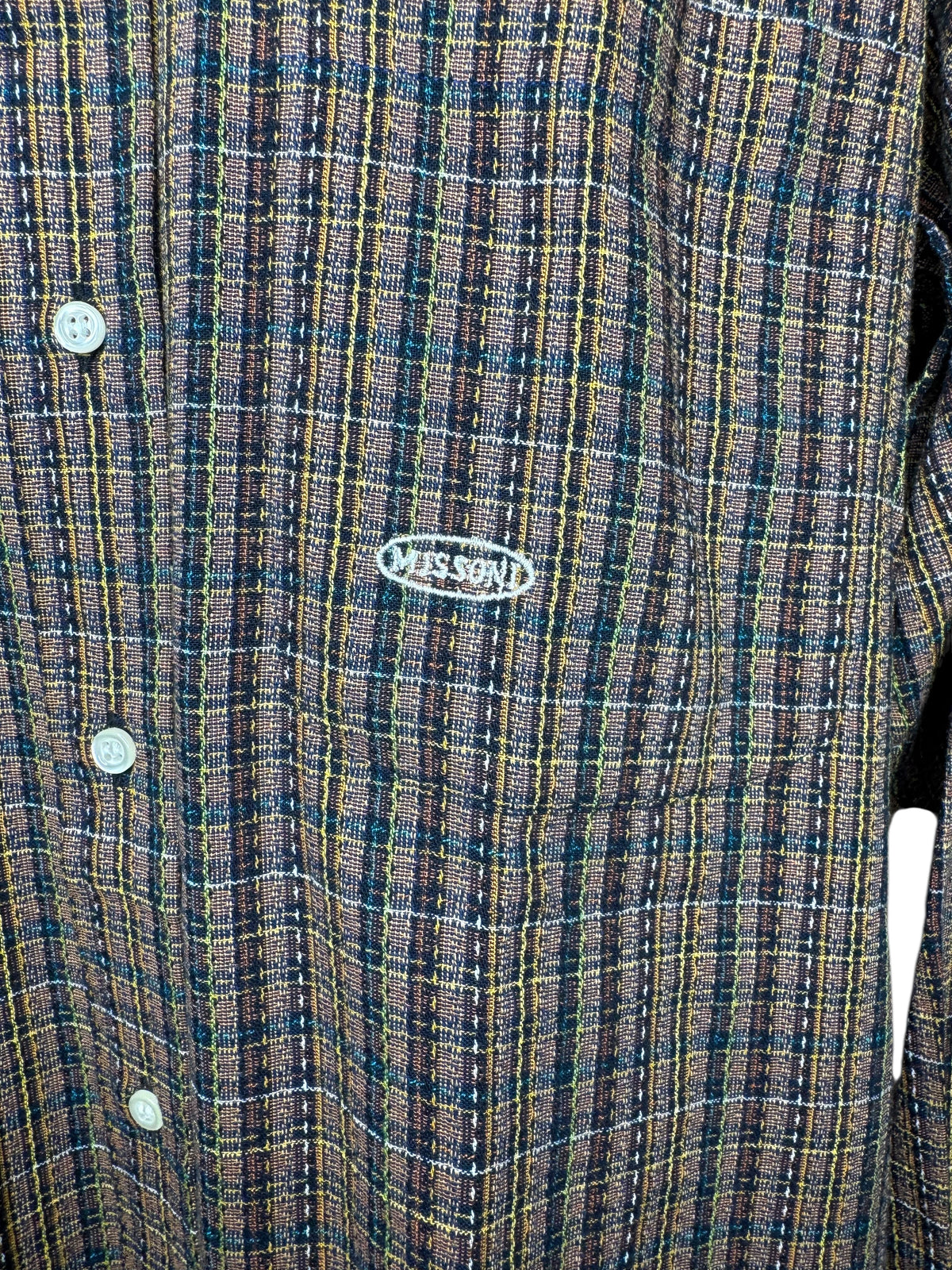 Missoni Uomo camicia vintage a quadri multicolore in cotone 100% Made in Italy — foto 2