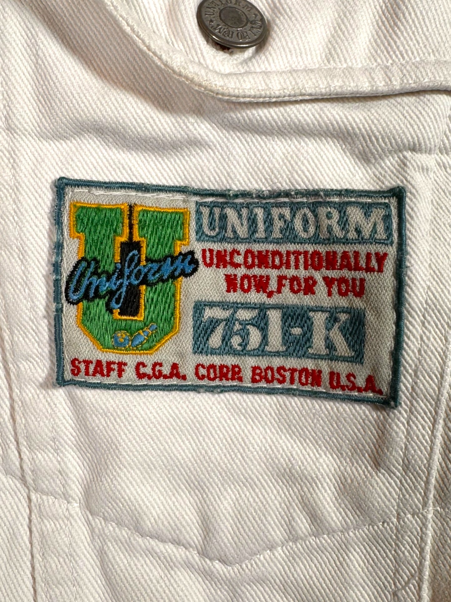 Giacca denim bianca Uniform 751-K vintage con patch ricamata — foto 5