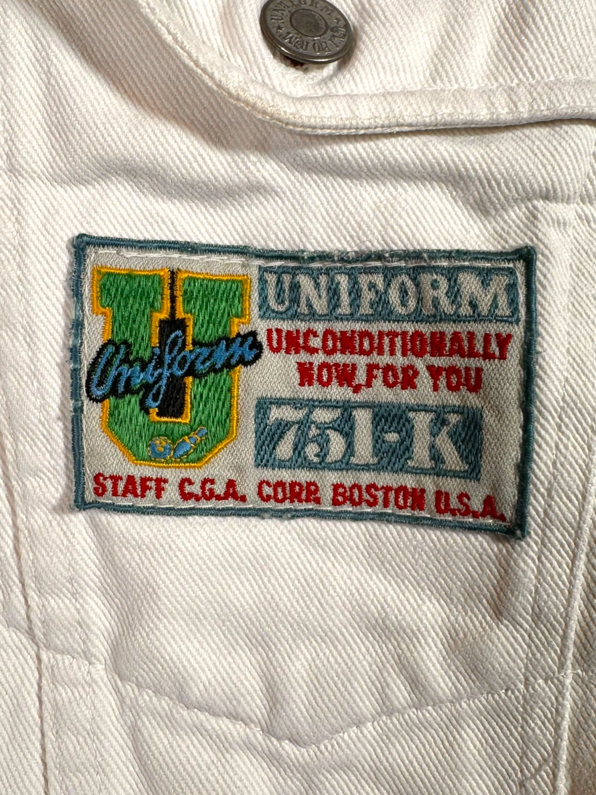 Giacca denim bianca Uniform 751-K vintage con patch ricamata — foto 5