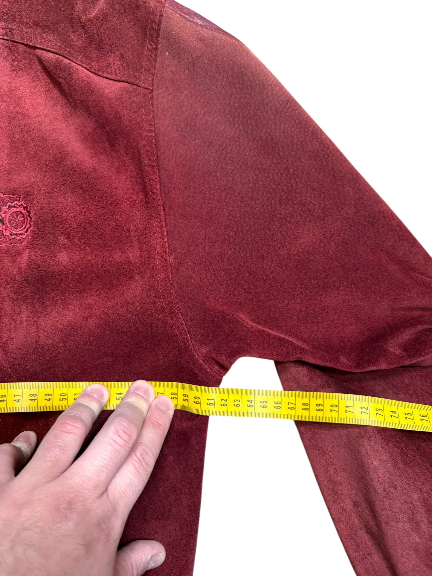 Giacca vintage Eclipse velluto bordeaux pelle inserti ricamo Made in Spain — foto 9