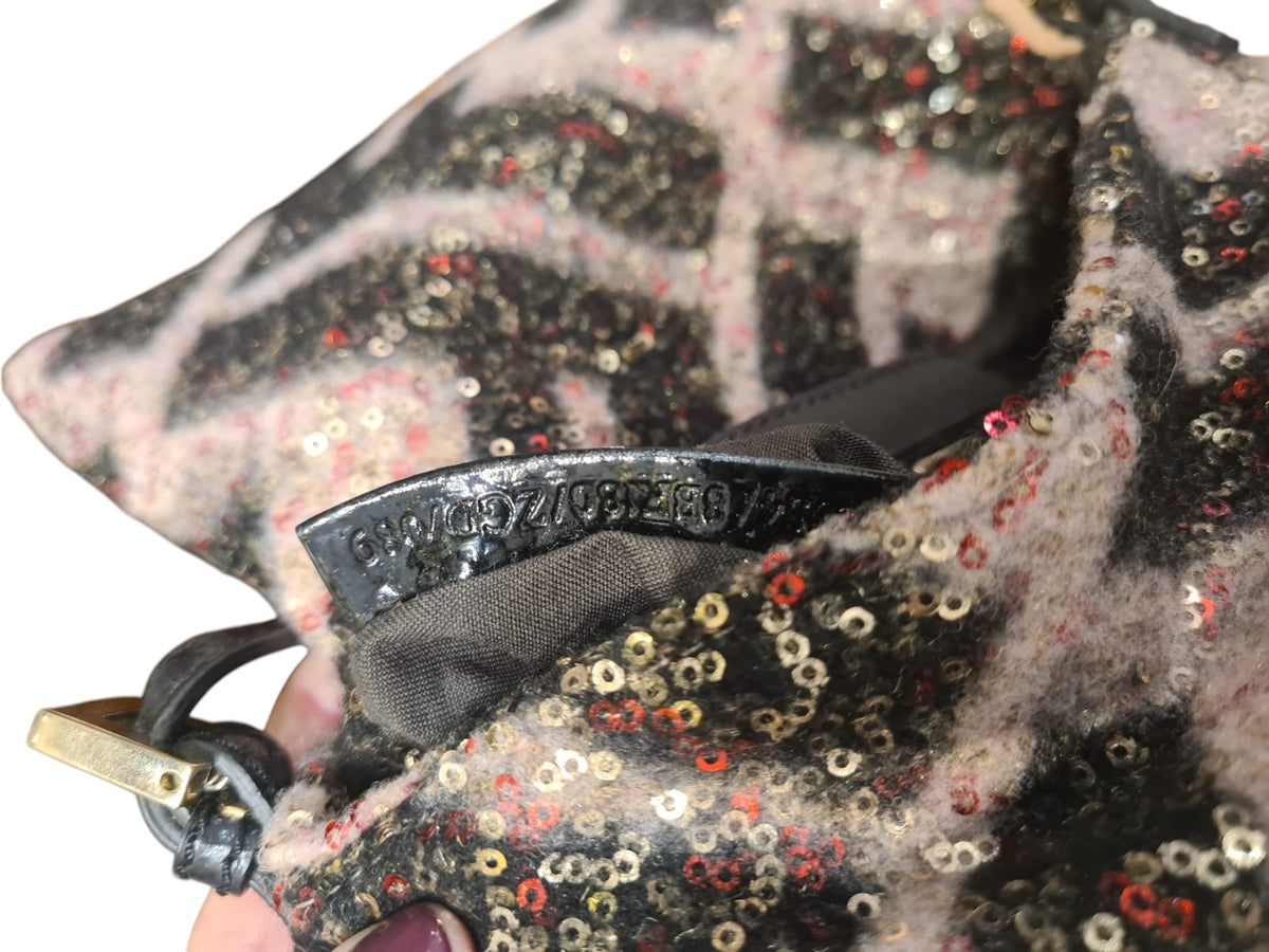 Fendi baguette vintage in lana e paillettes