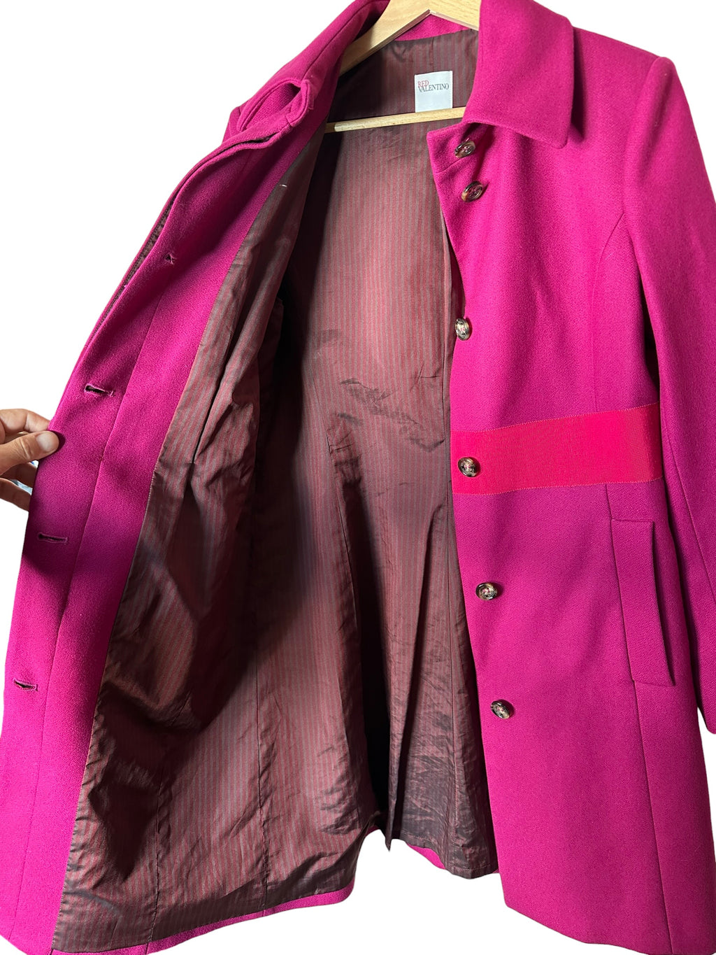 RED Valentino – Cappotto fucsia in lana con fiocco