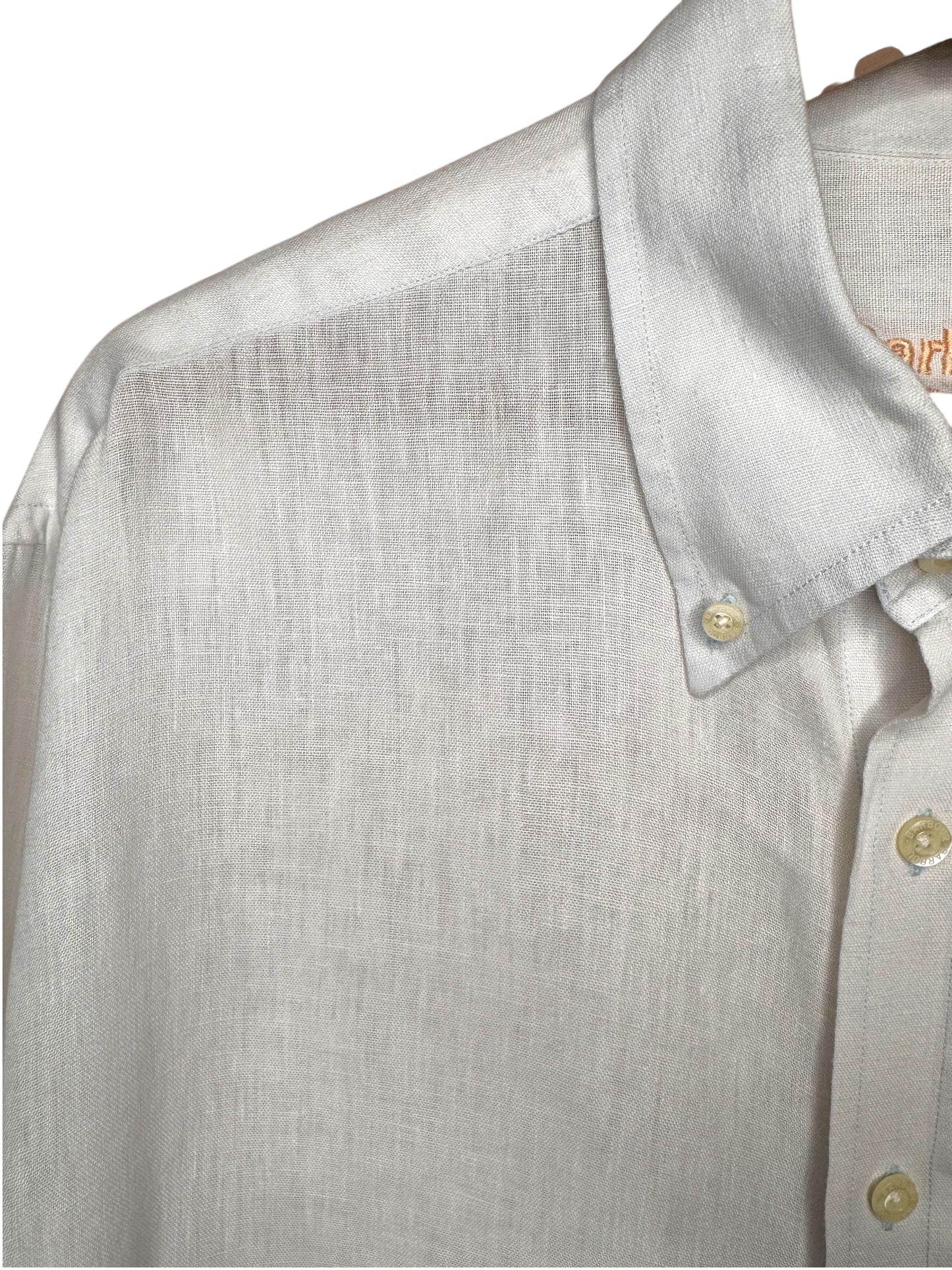 Camicia Barbour uomo XL in lino 100% bianca Made in Portugal