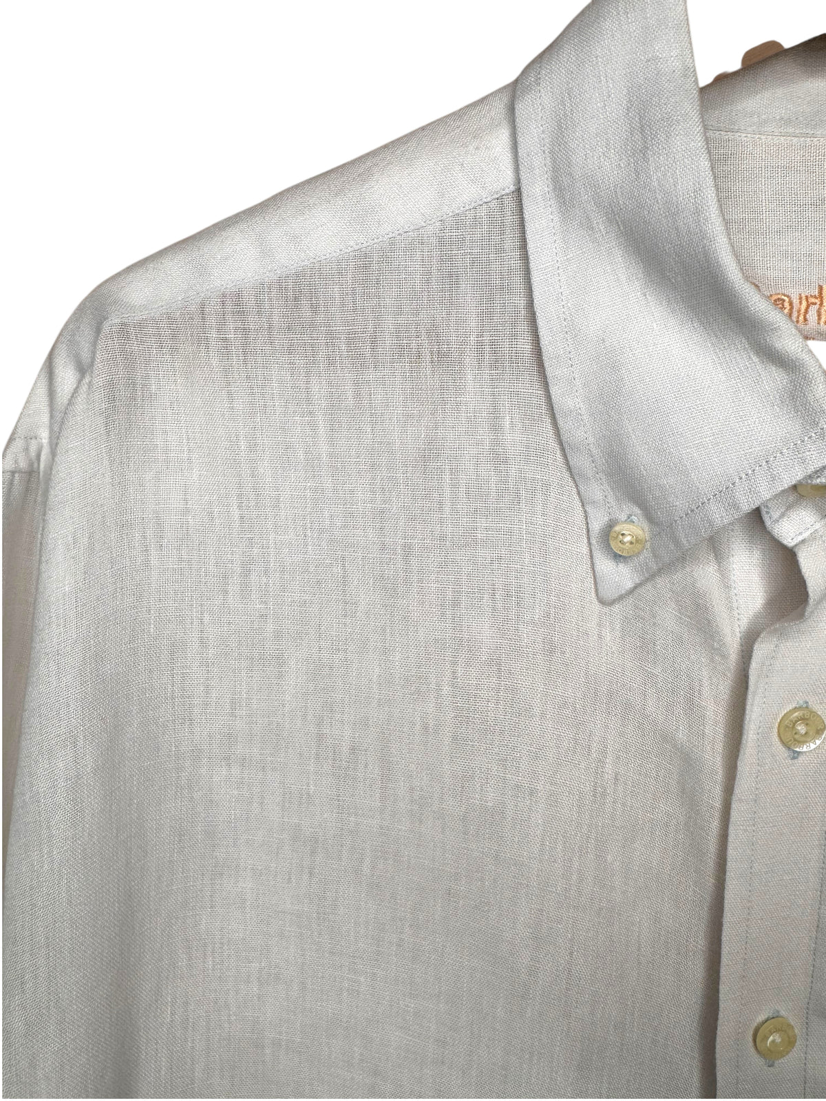 Camicia Barbour uomo XL in lino 100% bianca Made in Portugal — foto 5