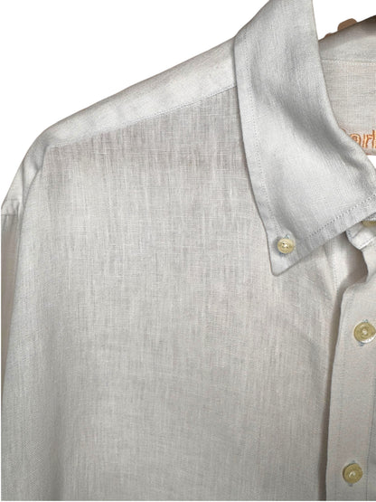 Camicia Barbour uomo XL in lino 100% bianca Made in Portugal
