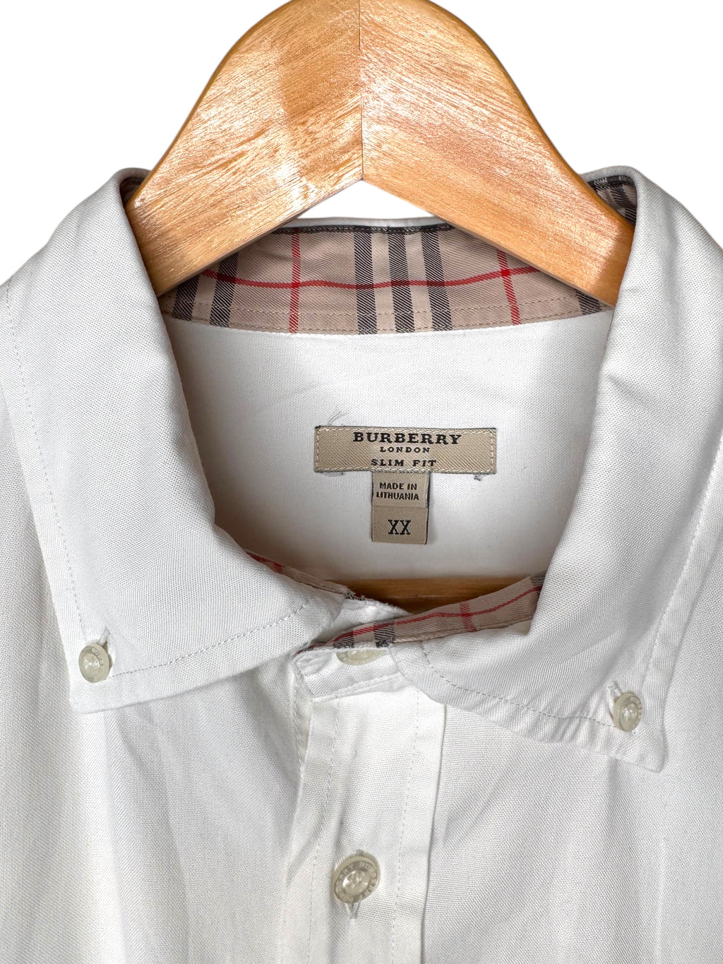 Camicia Burberry London Slim Fit bianca con dettagli check, taglia XXL — foto 5