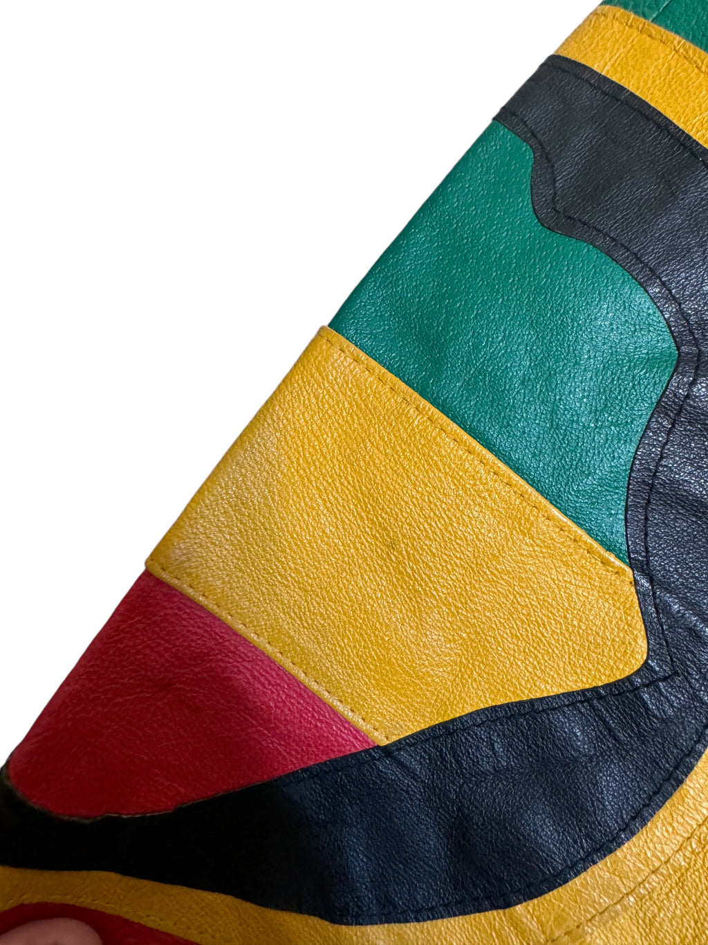 Giubbotto in pelle WhereMi Michael Hoban multicolor con maxi applicazioni, taglia M — foto 11