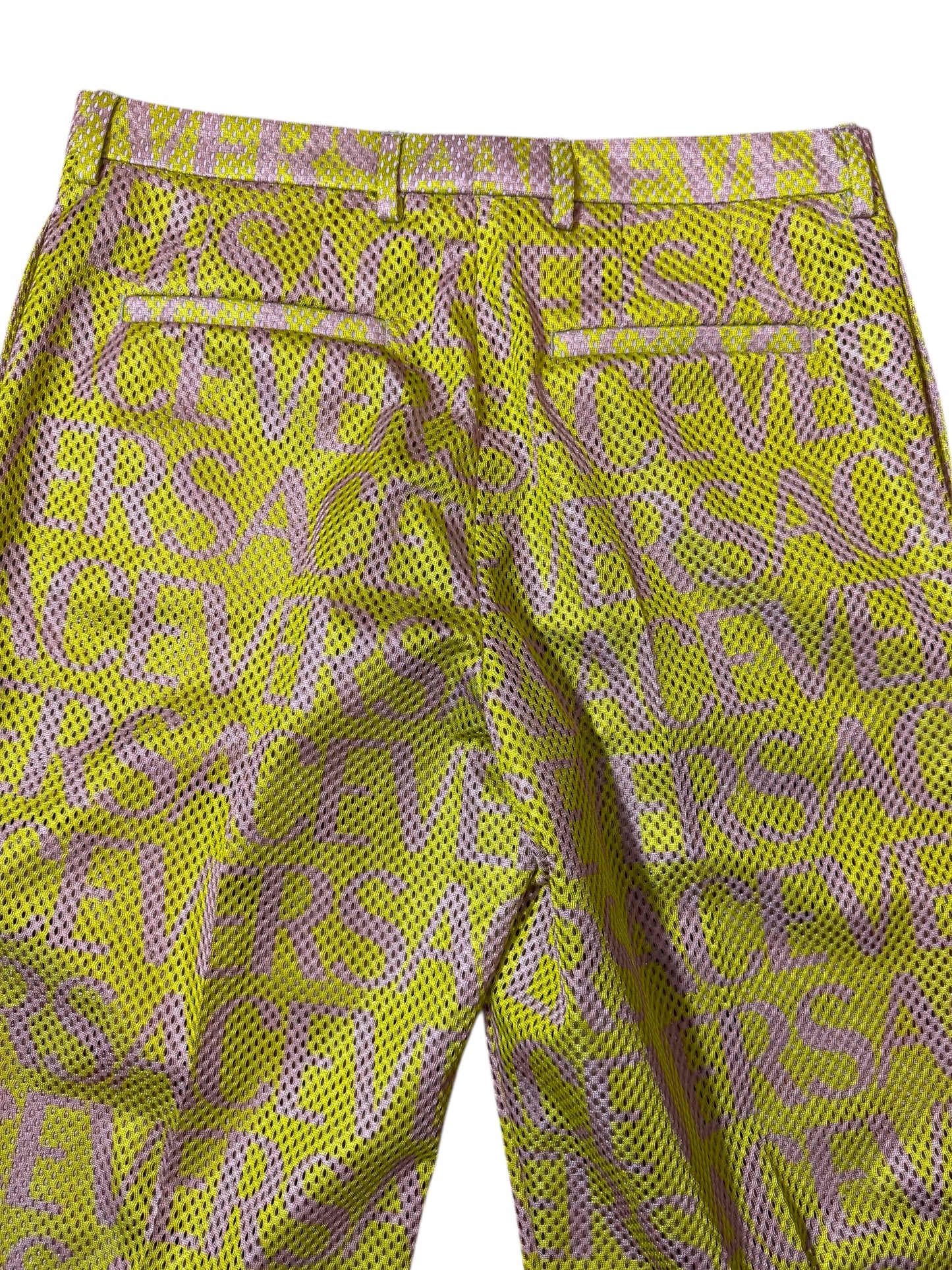 Pantaloni Versace logo all over mesh giallo IT 48 nuovi