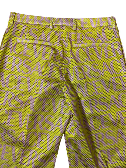 Pantaloni Versace logo all over mesh giallo IT 48 nuovi