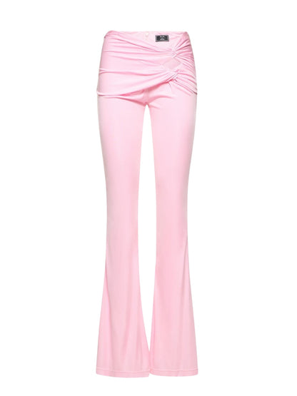 Versace x Dua Lipa Pantaloni Flare Rosa con Drappeggio Vita – Taglia 42