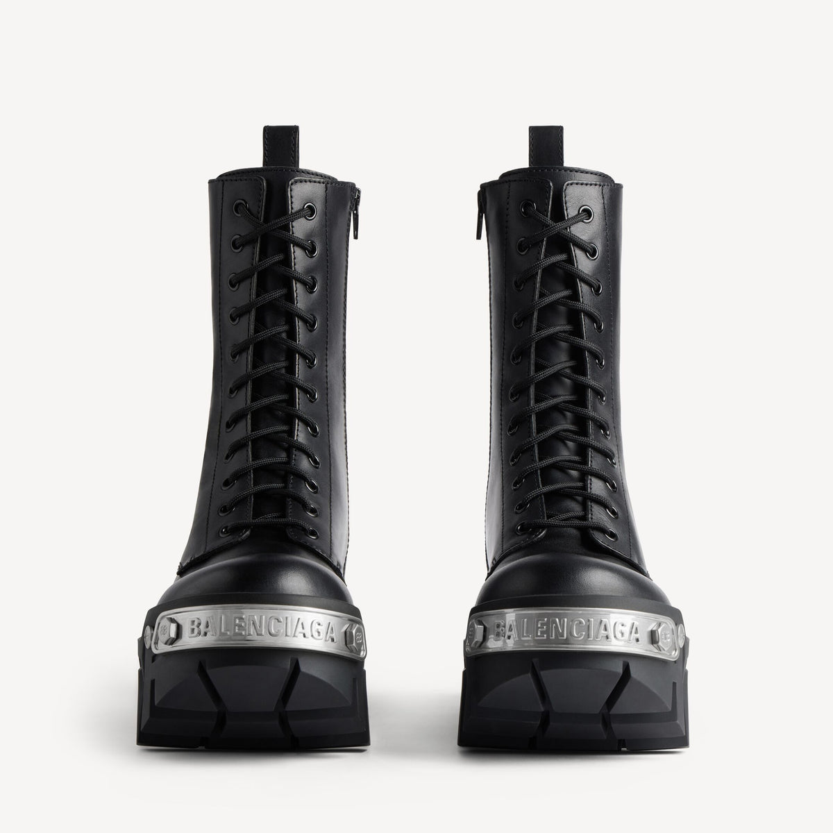 Balenciaga Bulldozer Lace Booti black silver pelle - taglia 44