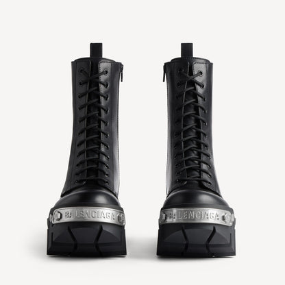 Balenciaga Bulldozer Lace Booti black silver pelle - taglia 44