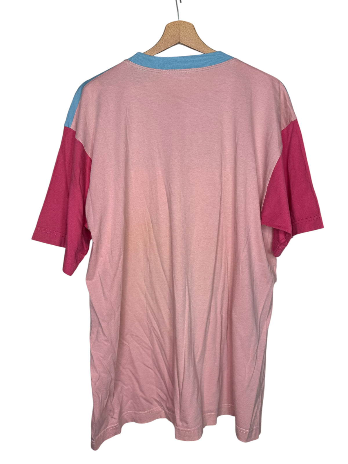 United Cotton t-shirt vintage moto color block rosa taglia XL