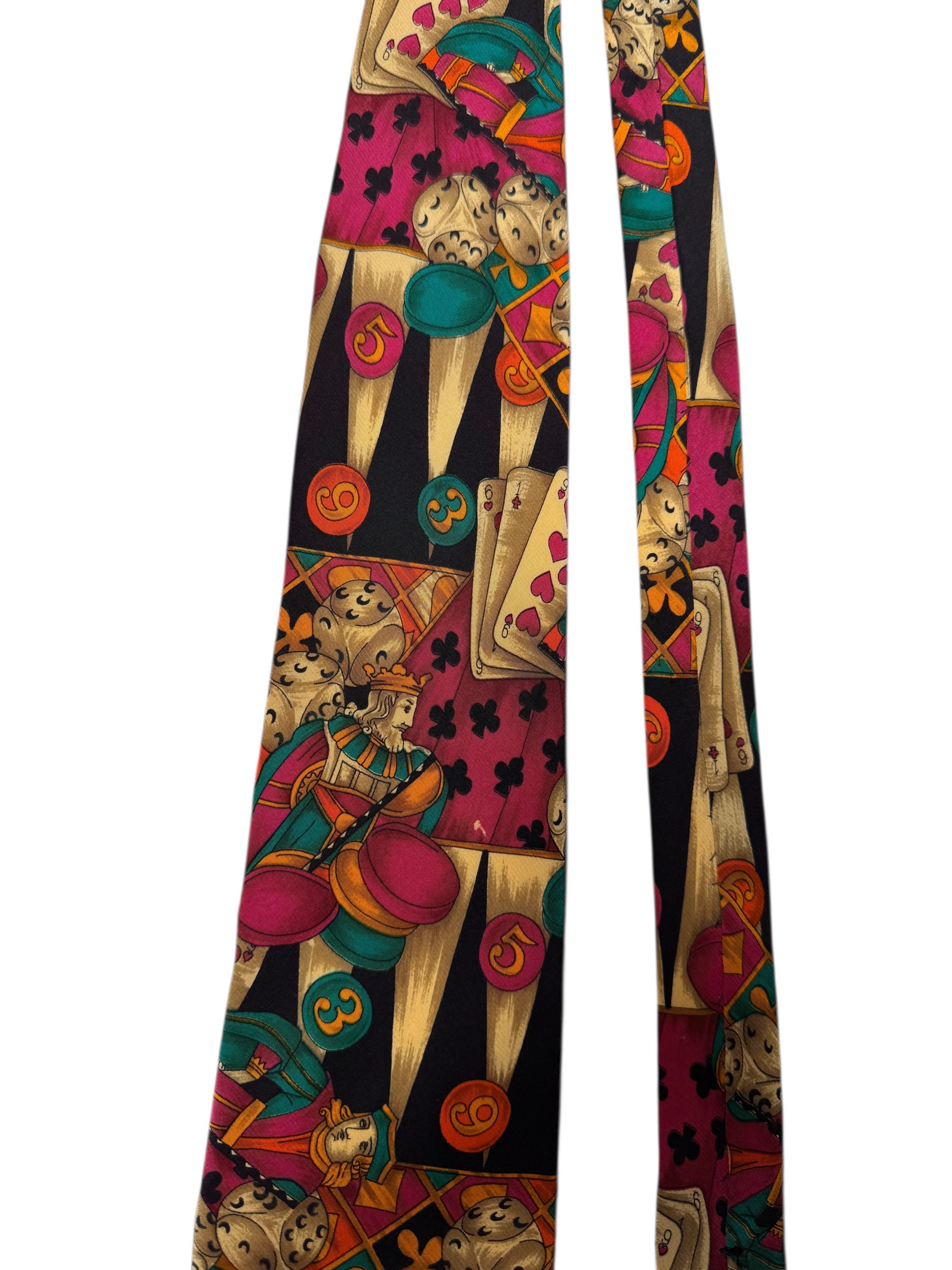 Cravatta Yves Saint Laurent vintage in seta fantasia carte da gioco — foto 6