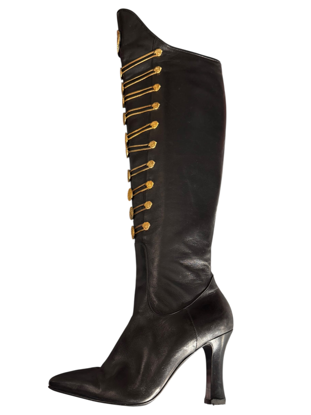 Stivali Gianni Versace Couture FW 1993 Medusa Leather Boots 38.5 Vintage — foto 11