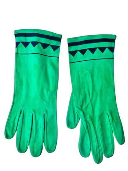 Guanti Gianni Versace vintage verde smeraldo in suede, taglia L