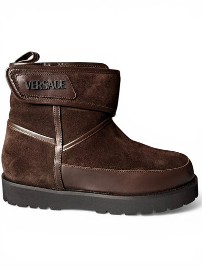 Stivaletti Versace in crosta e vitello ebano con interno in shearling Tg 42 — foto 3