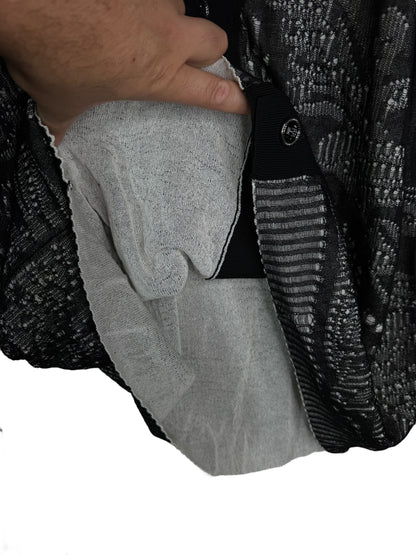 Cardigan Versace nero in cotone traforato lavorazione a punti caduti