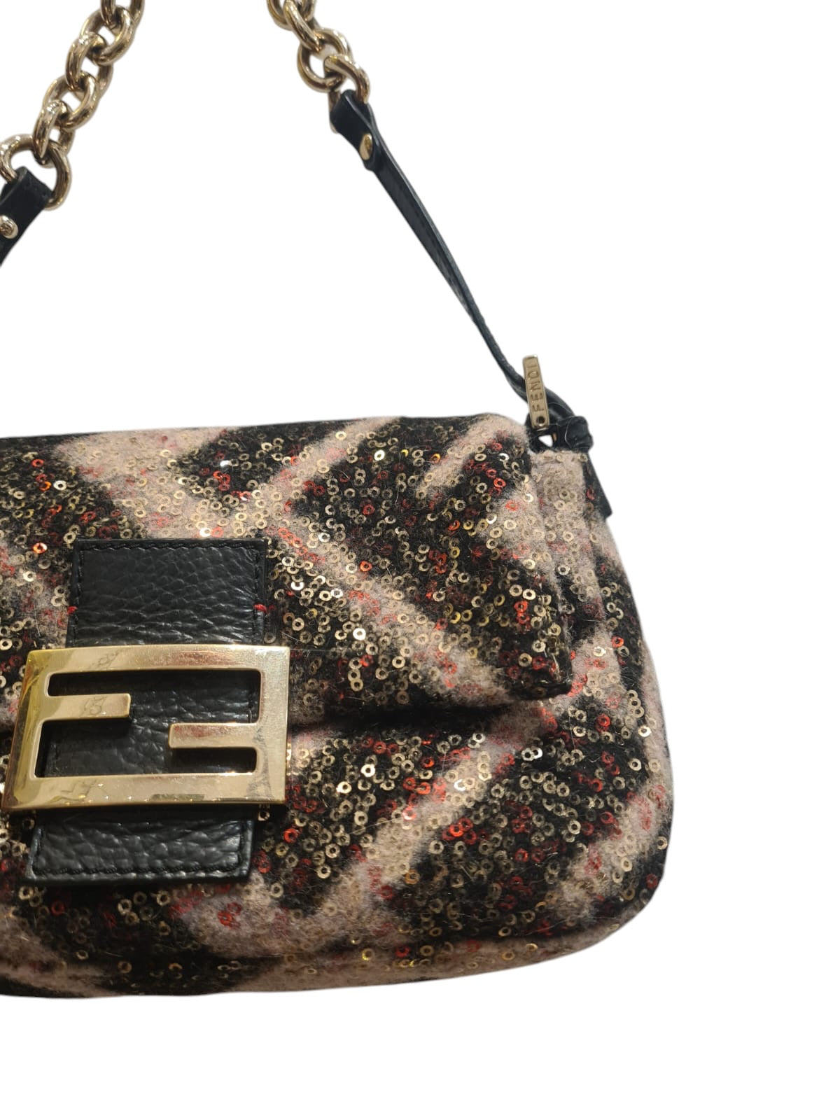 Fendi baguette vintage in lana e paillettes