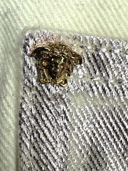 Versace jeans iridescenti Medusa denim metallizzato Made in Italy taglia 32