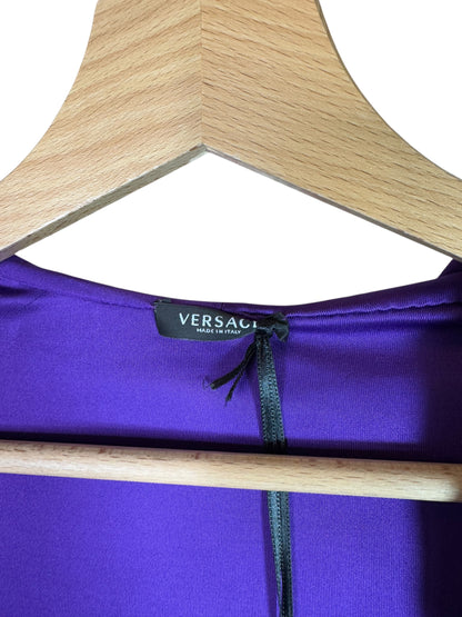 Versace Body Lilla con Cappuccio e Scollo Profondo Drappeggiato - Taglia 40