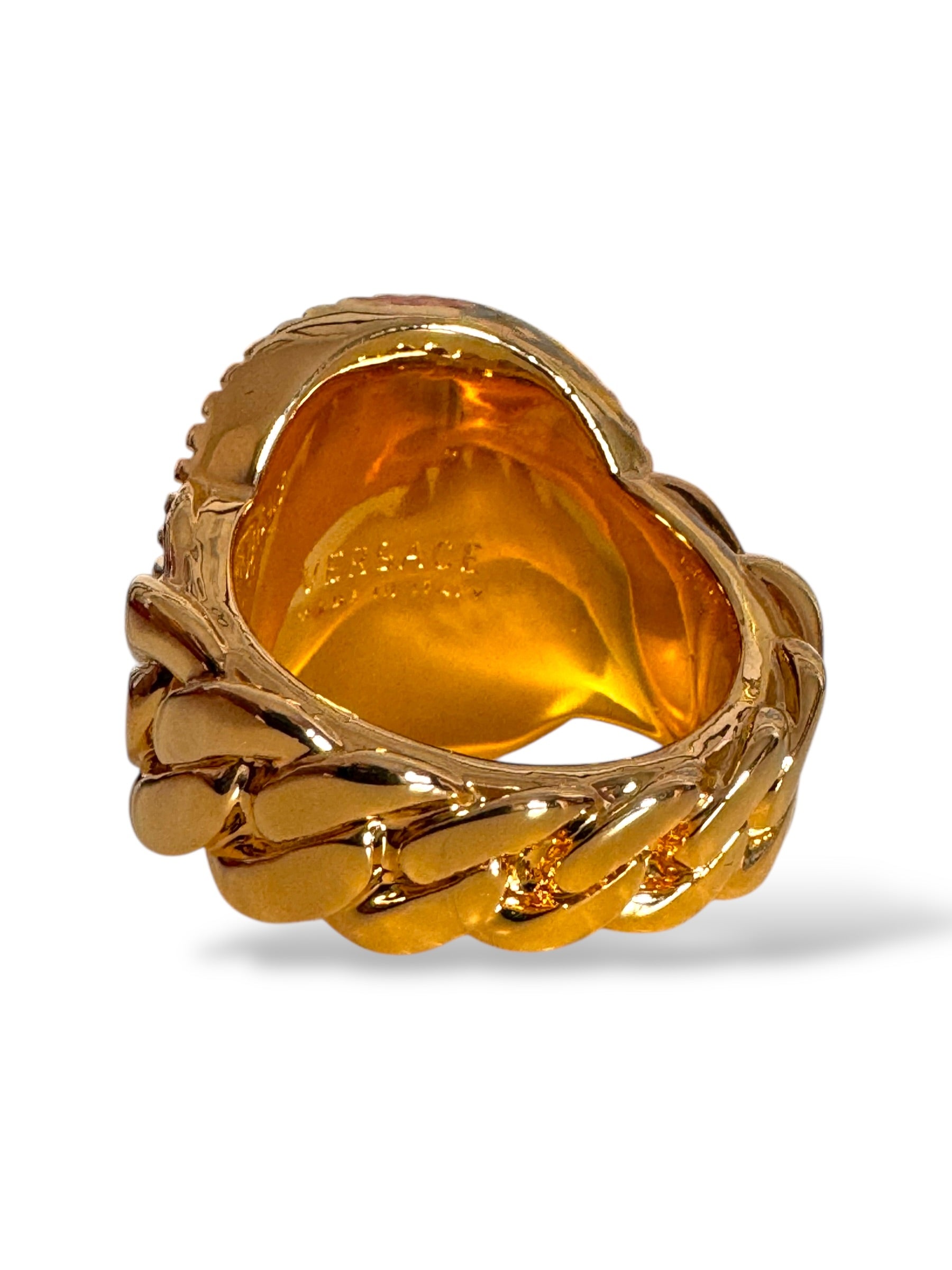 Anello Versace Medusa Chain Gold Tone Made in Italy Taglia 15 — foto 2
