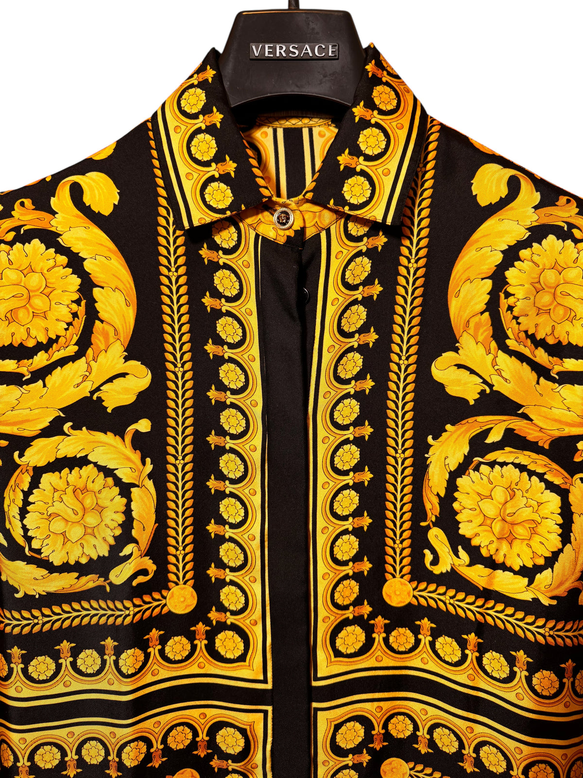 Abito camicia Versace Tribute Baroque SS 1992 seta nera oro tg 36 — foto 3