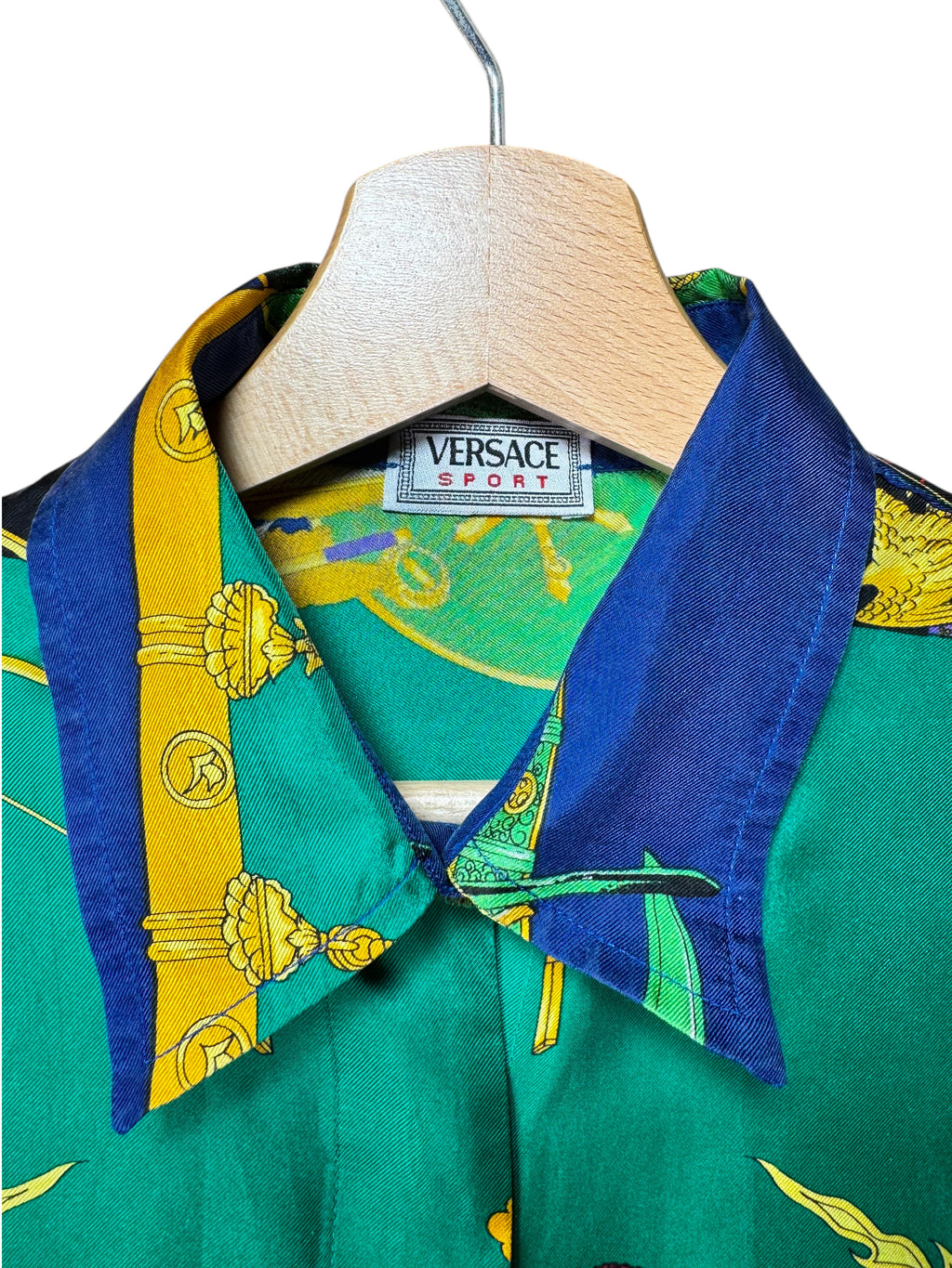 Camicia Gianni Versace Sport vintage in seta stampa Samurai – Made in Italy. — foto 4