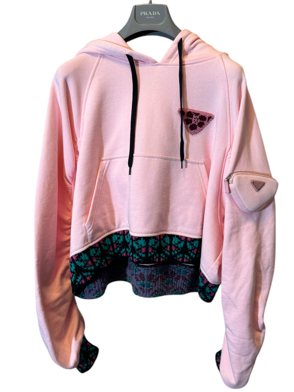 Felpa Prada Donna Rosa con Cappuccio e Mini Pochette