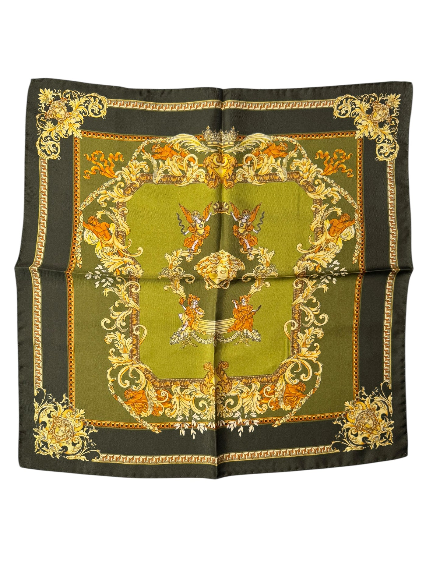 Foulard Versace Barocco Verde in Seta 45x45