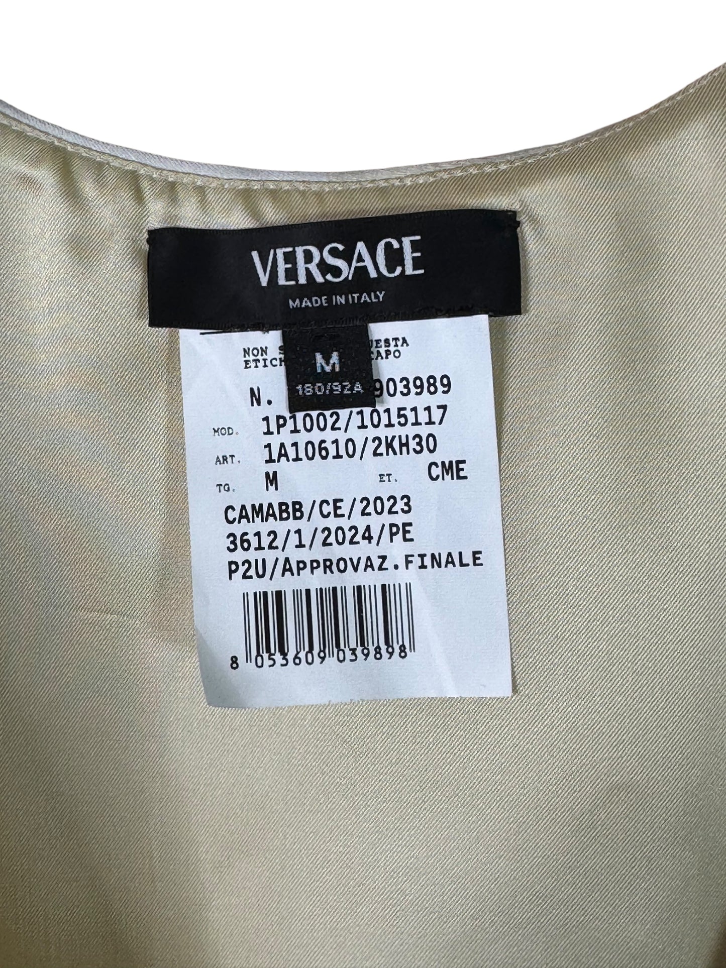 Versace Top Uomo a Quadri Bianchi e Beige Taglia M – Nuovo.