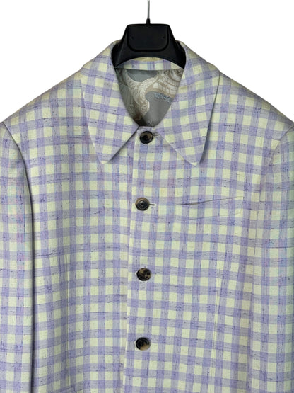 Versace completo uomo giacca e pantalone a quadri lilla/avorio Tg. 48 Made in Italy