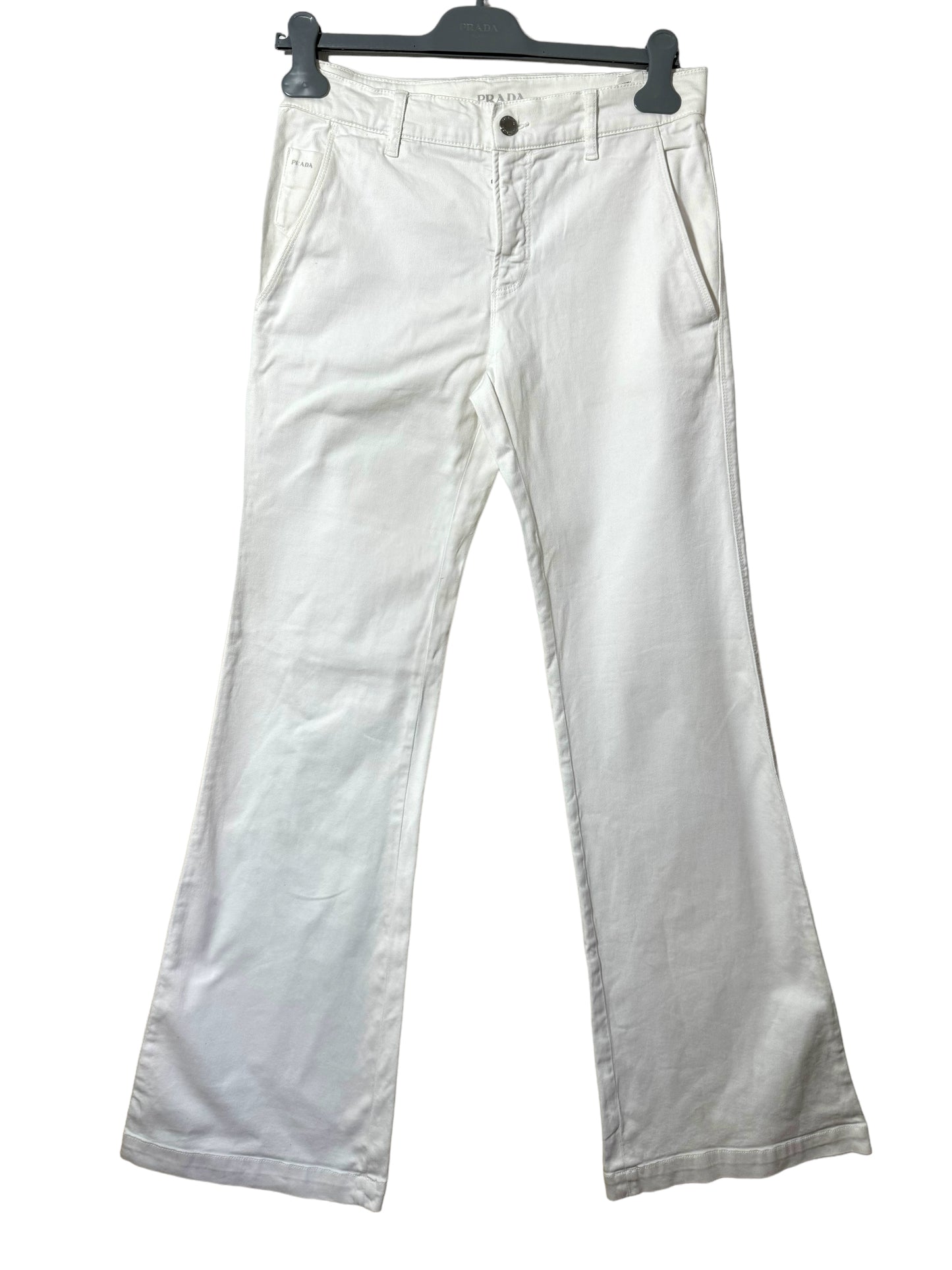 Prada pantaloni a zampa in jeans bianco