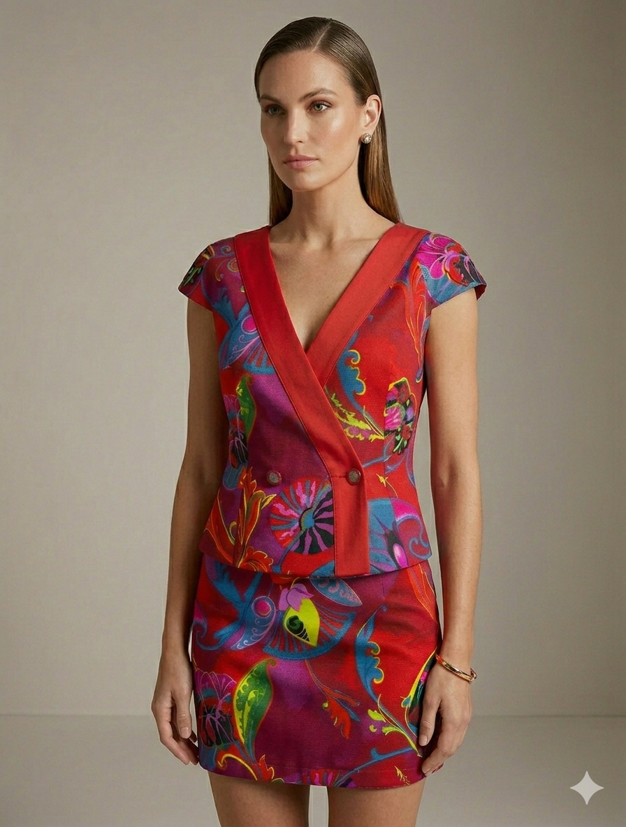 Completo vintage Istante by Gianni Versace con stampa orientale anni 90 tg 42 — foto 2