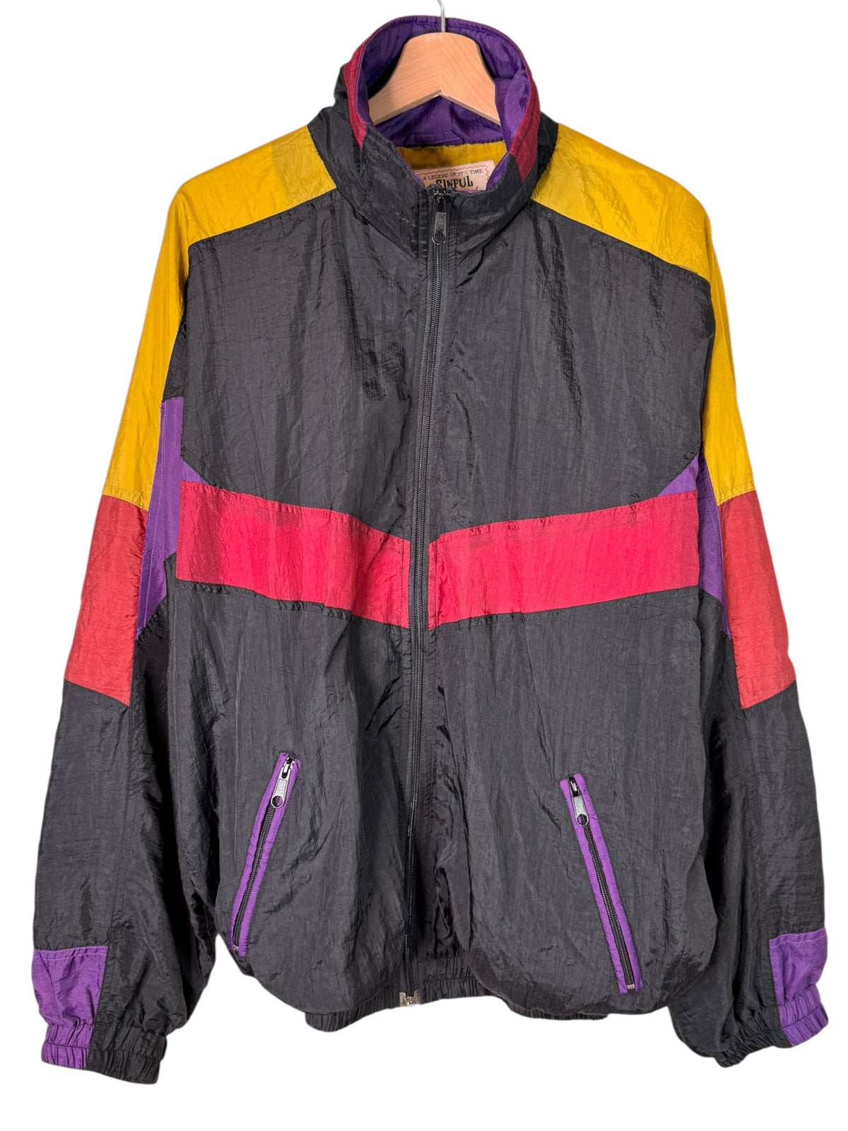 Giacca vintage Sinful color block anni 90 windbreaker taglia L