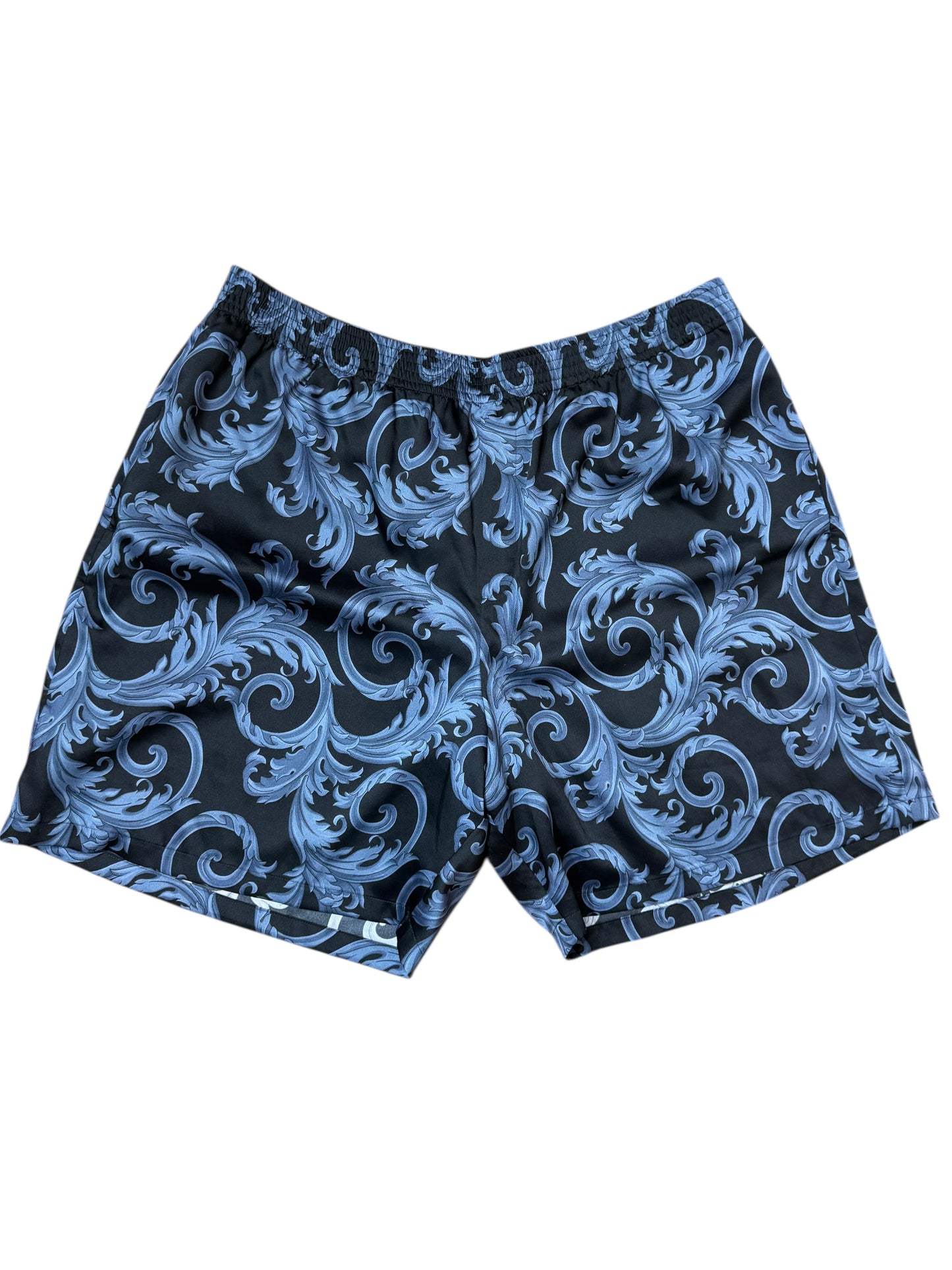 Shorts Versace stampati blu, nuovi con cartellino